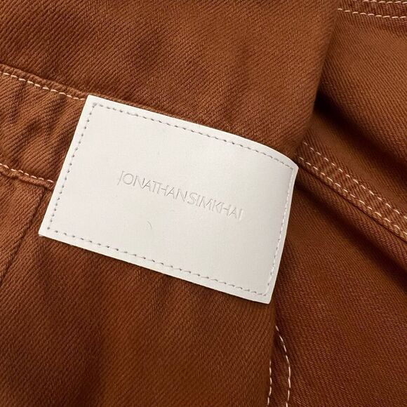 Jonathan Simkhai Size 29 Brown Tie Waist Soft Denim Cargo Henley Pants - Picture 6 of 9